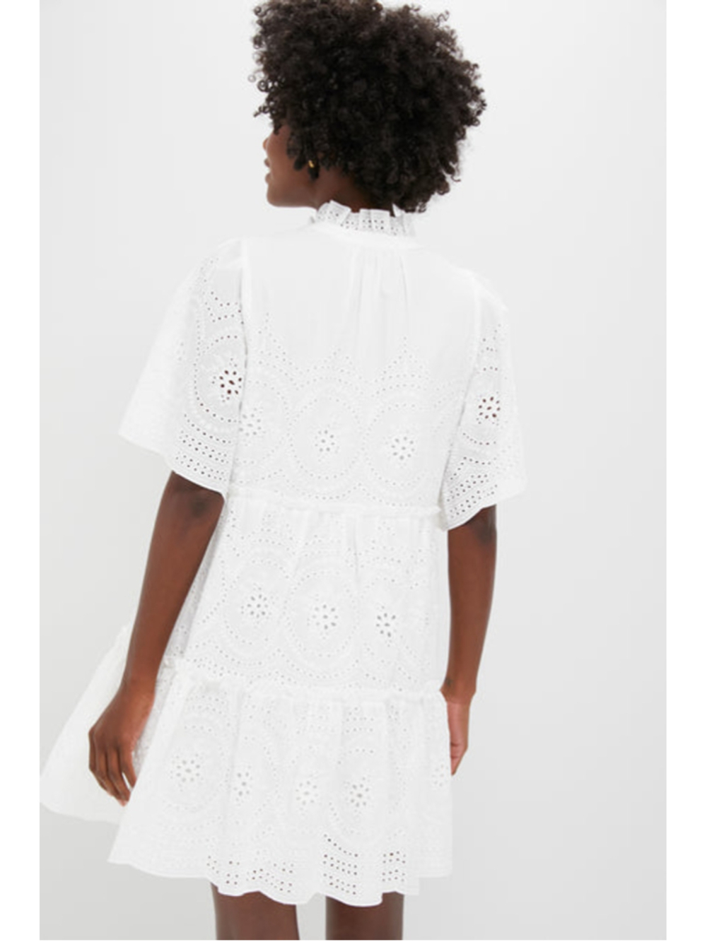 Tuckernuck White Eyelet Crawford Dress Cotton Tiered Mini XS - Picture 8 of 9